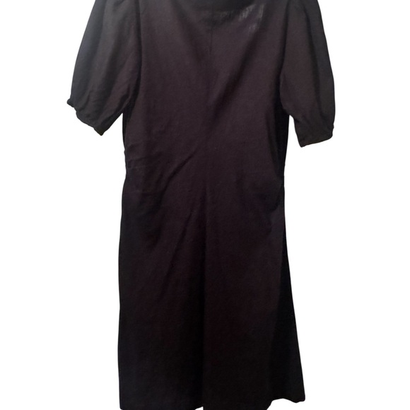 Elegant plus size Black Puff Sleeve linen Dress - Picture 3 of 7
